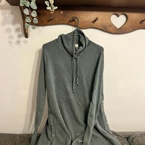 Green Knit Cowl Neck Sweater